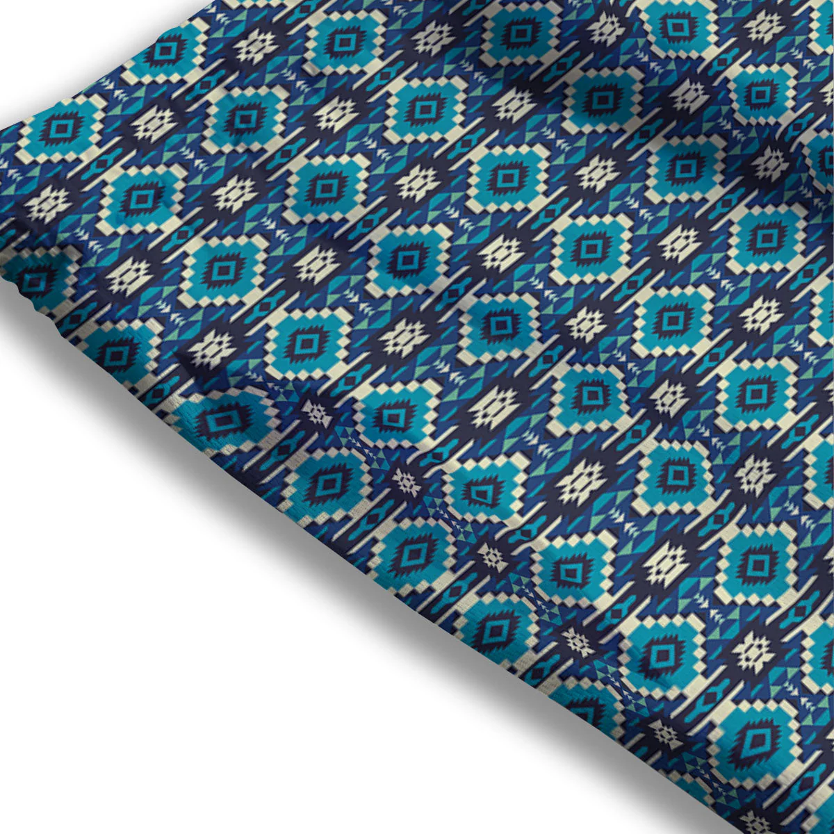 Aztec Turquoise And Blue Print Pattern Mesh Shorts - Image 3