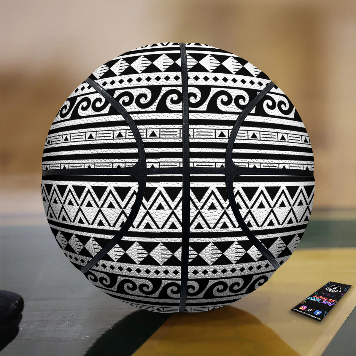 Aztec White And Black Print Pattern Basketball