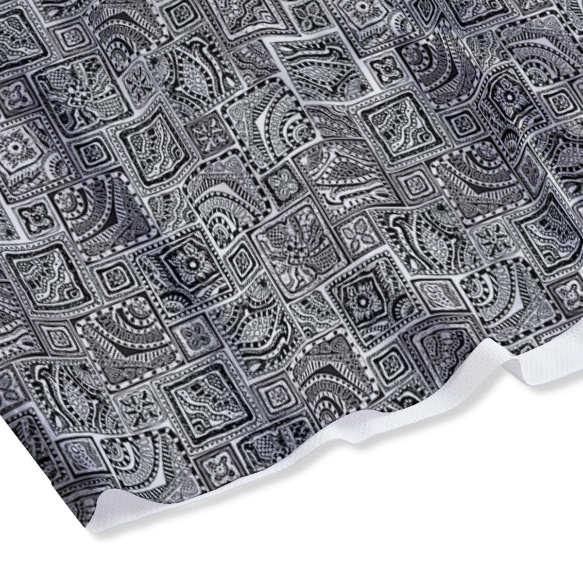 Aztec White And Grey Print Pattern Mesh Shorts - Image 4