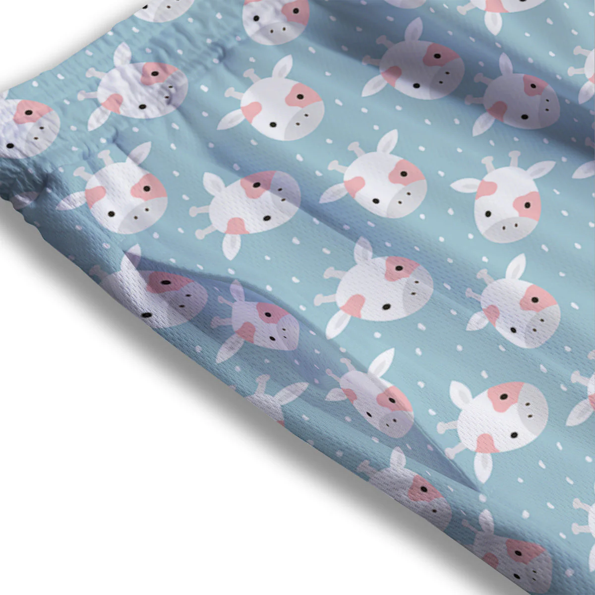 Baby Cow Cartoon Cute Print Pattern Mesh Shorts - Image 3