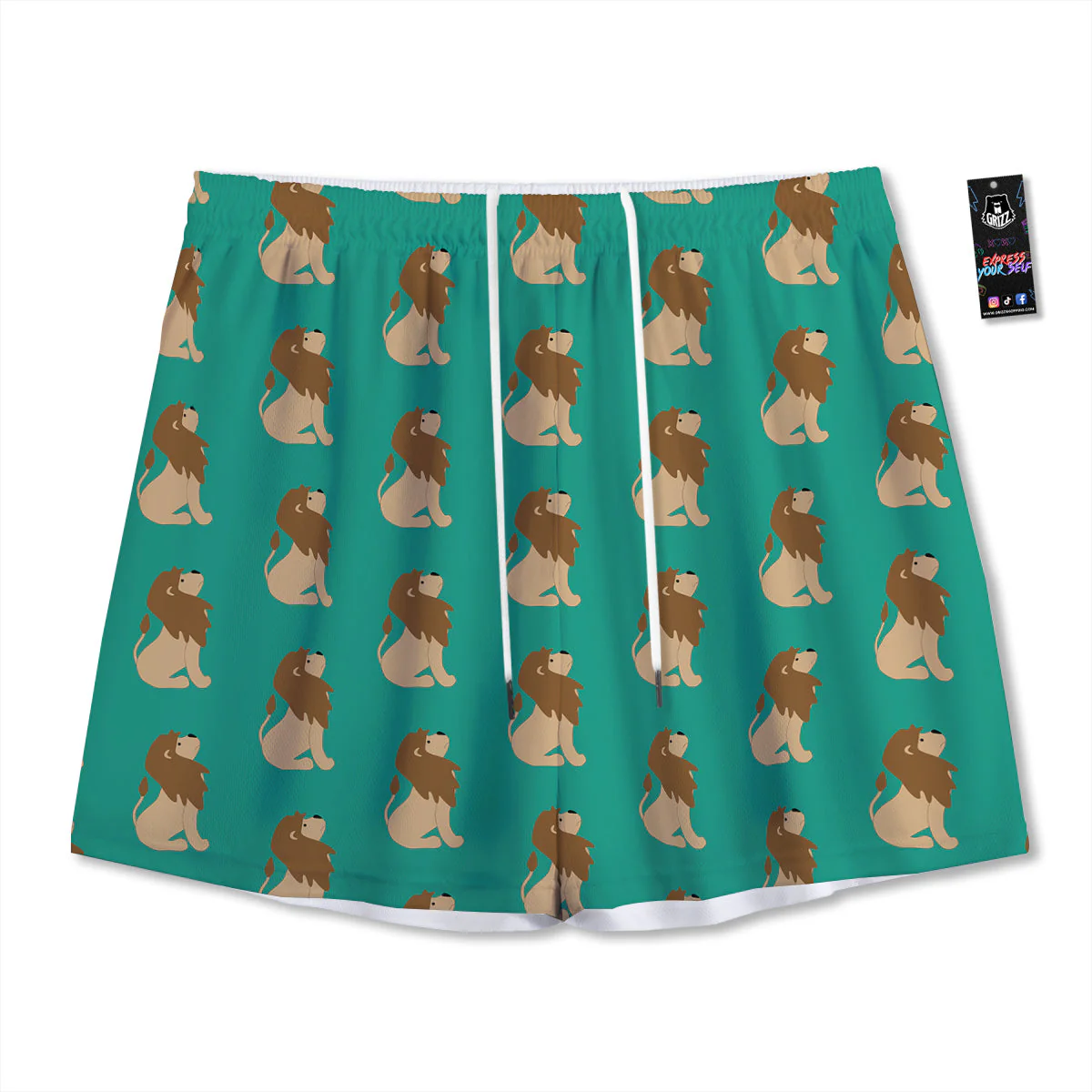 Baby Lion Print Pattern Mesh Shorts