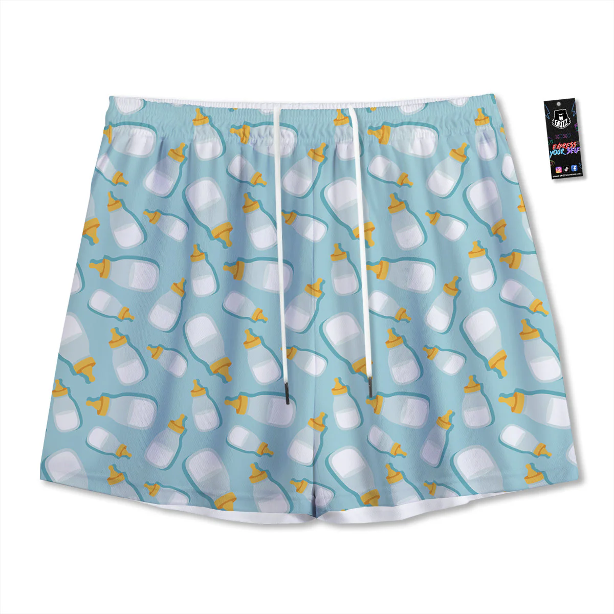 Baby Mike And Bottles Print Pattern Mesh Shorts