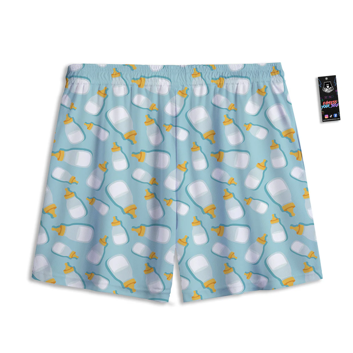 Baby Mike And Bottles Print Pattern Mesh Shorts - Image 2