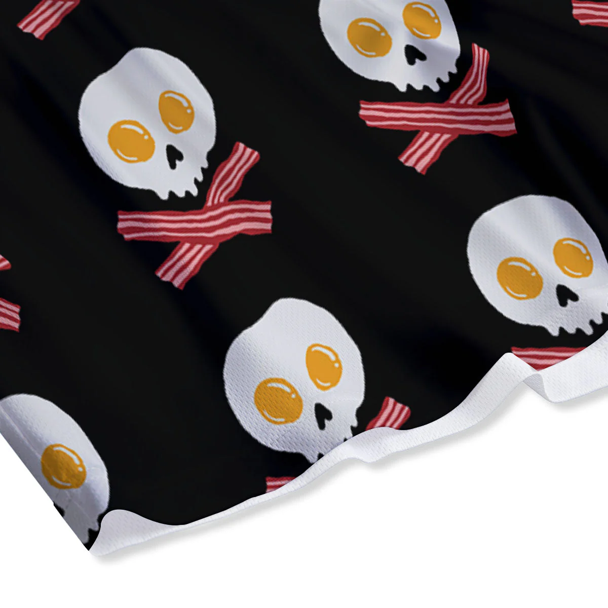 Bacon And Skull Fried Egg Print Pattern Mesh Shorts - Image 4