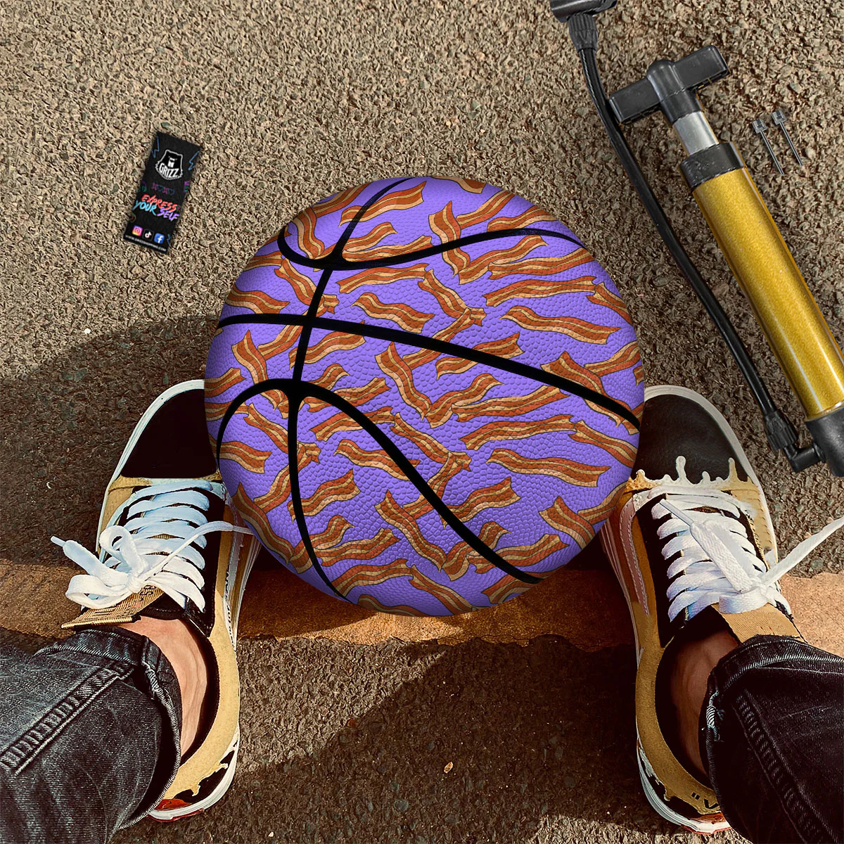 Bacon Purple Print Pattern Basketball - Image 2