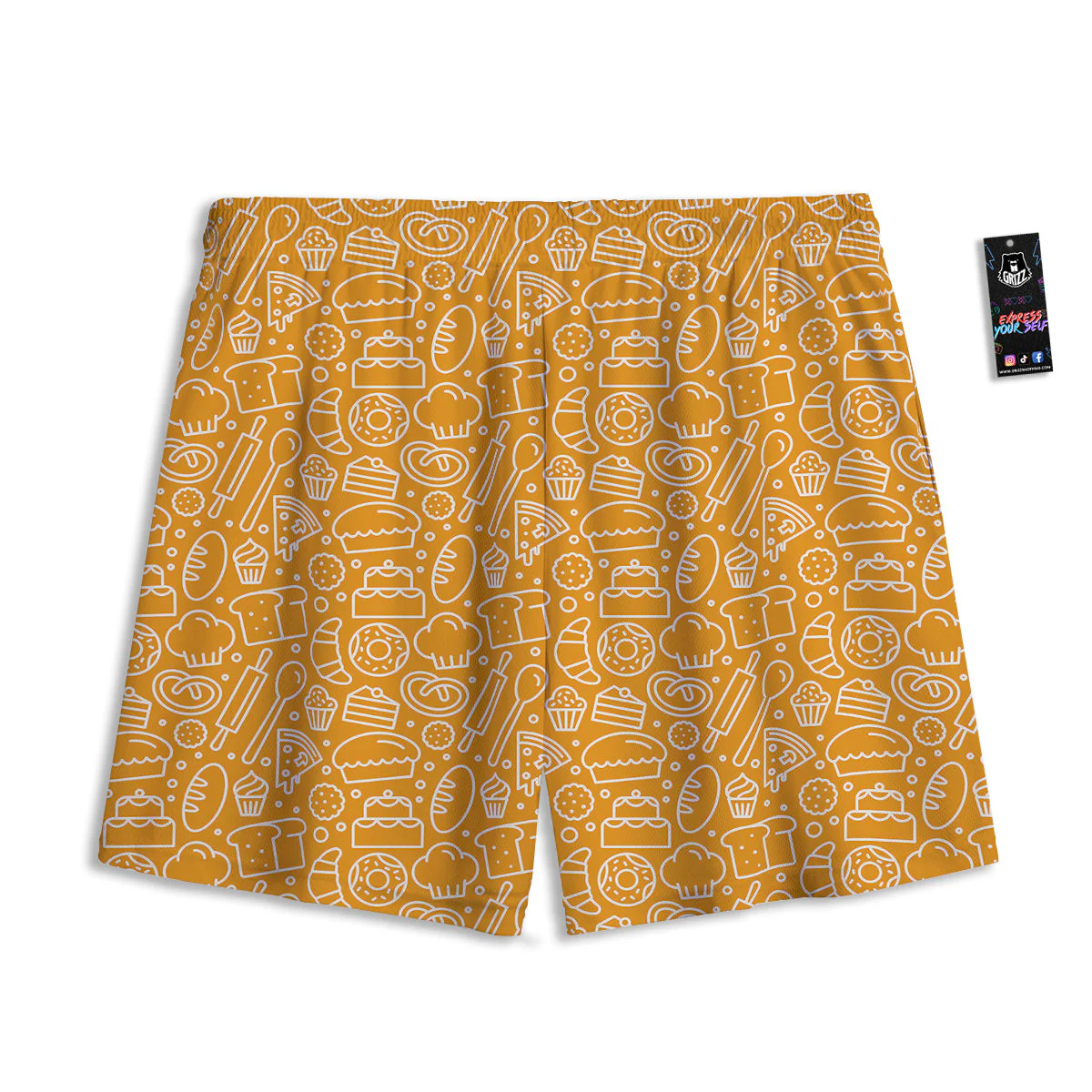 Bakery Yellow Print Pattern Mesh Shorts - Image 2
