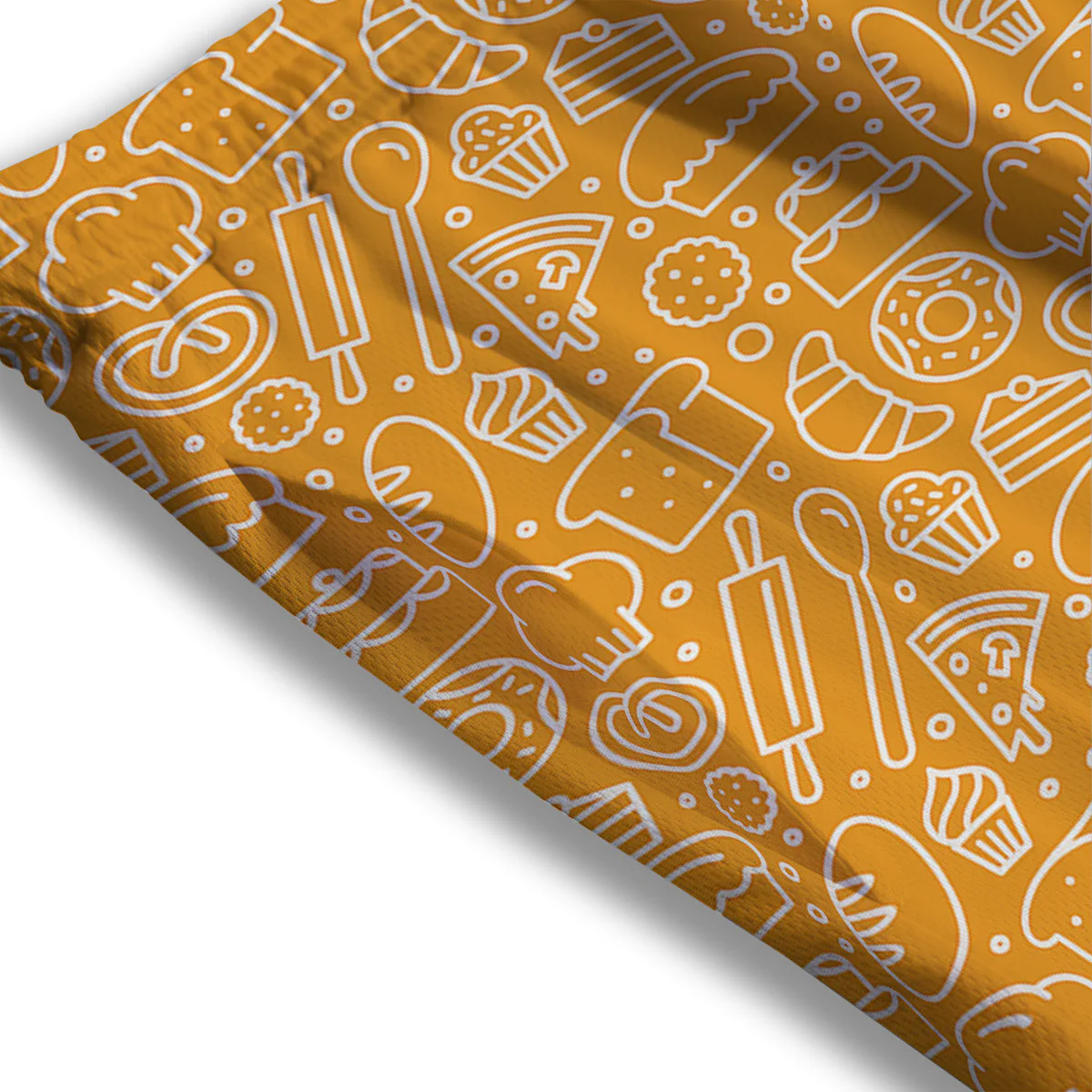 Bakery Yellow Print Pattern Mesh Shorts - Image 3