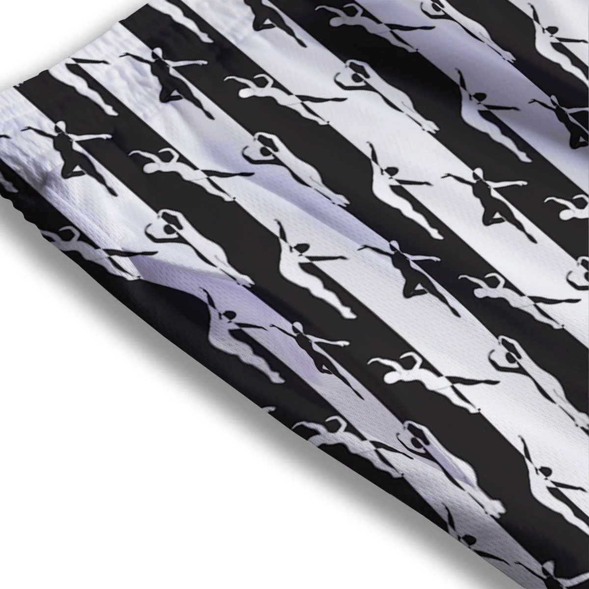 Ballet White And Black Print Pattern Mesh Shorts - Image 3