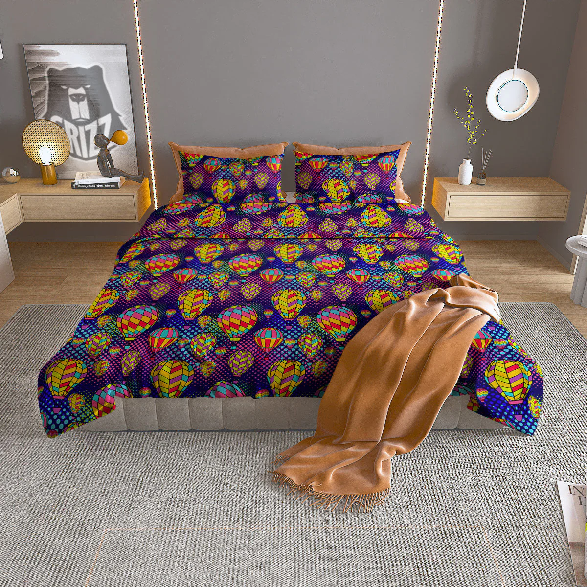 Balloon Air Retro Print Pattern Duvet Cover Bedding Set