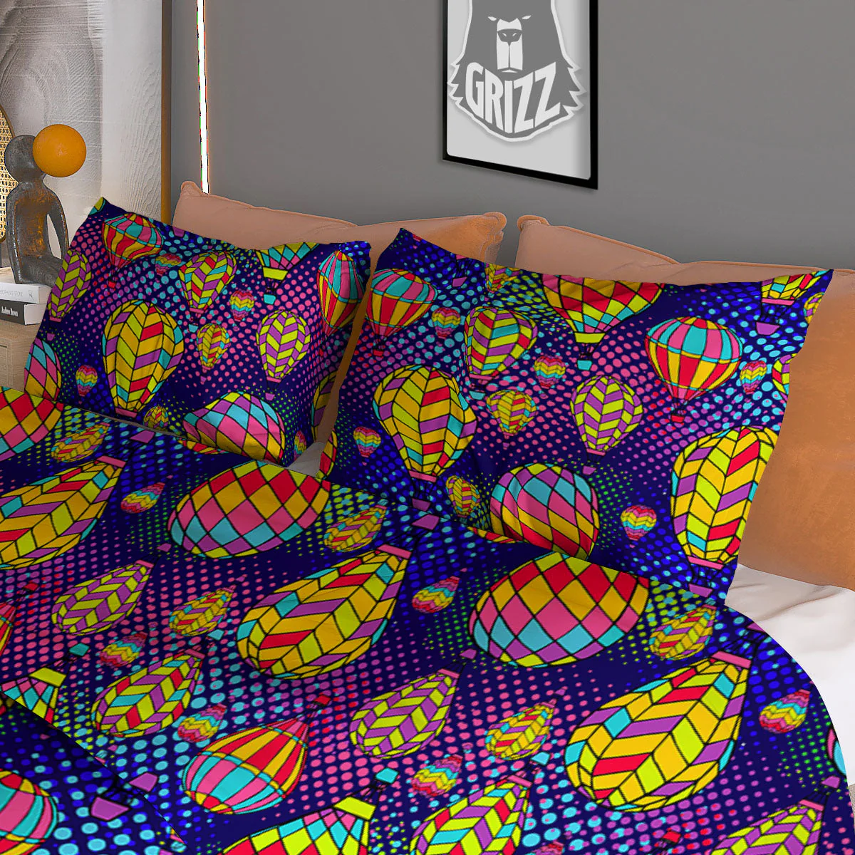 Balloon Air Retro Print Pattern Duvet Cover Bedding Set - Image 3