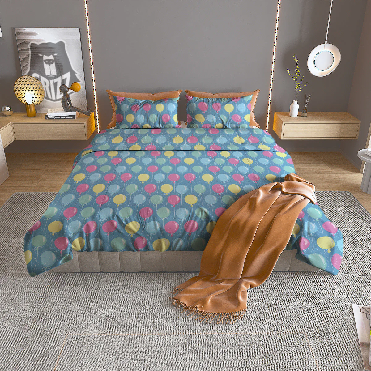 Balloon Colorful Print Pattern Duvet Cover Bedding Set