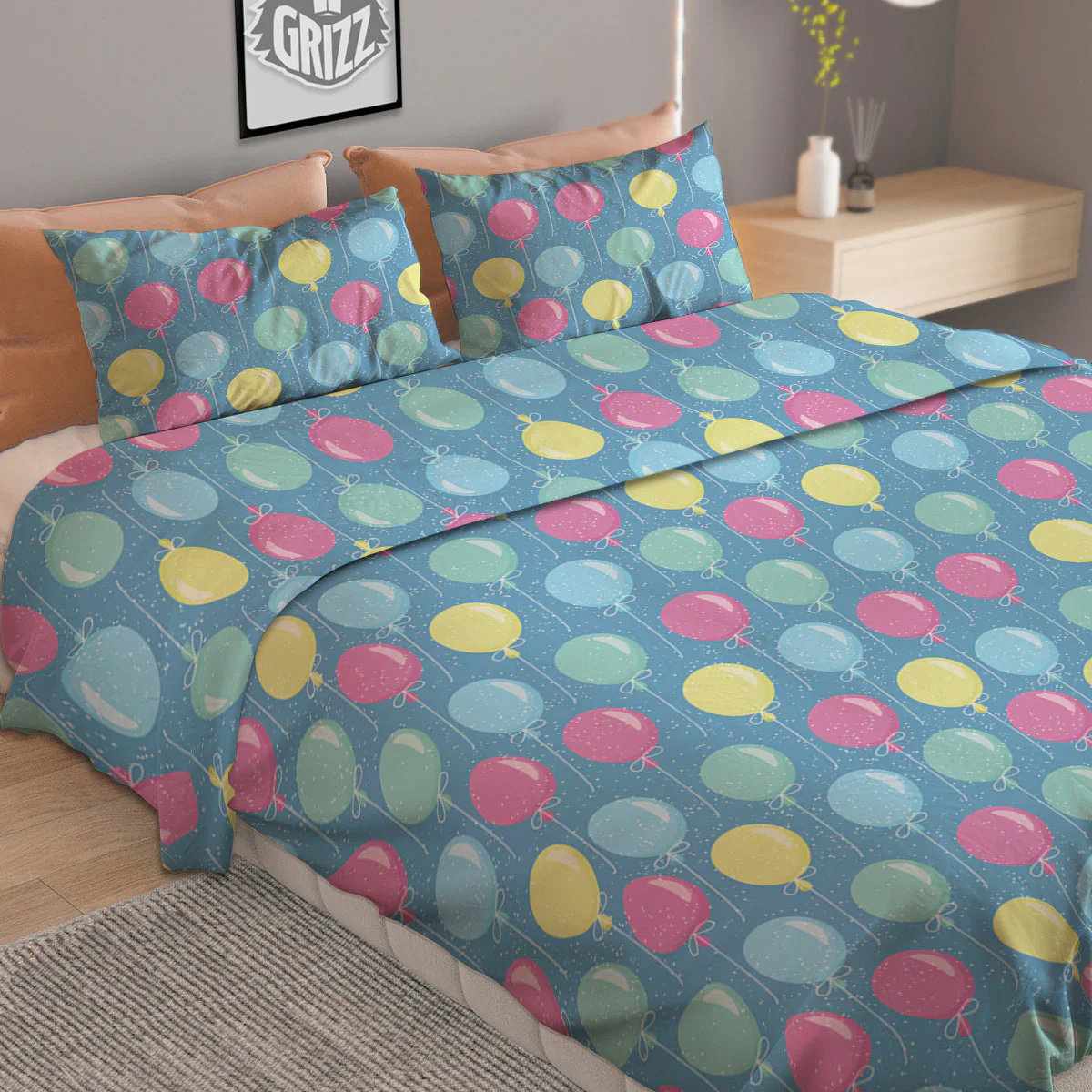 Balloon Colorful Print Pattern Duvet Cover Bedding Set - Image 2