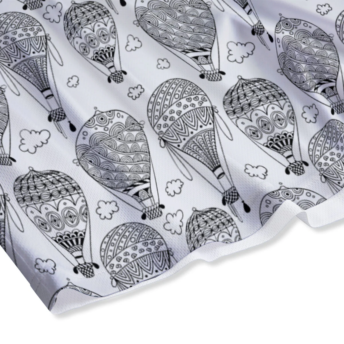Balloon White And Black Print Pattern Mesh Shorts - Image 4