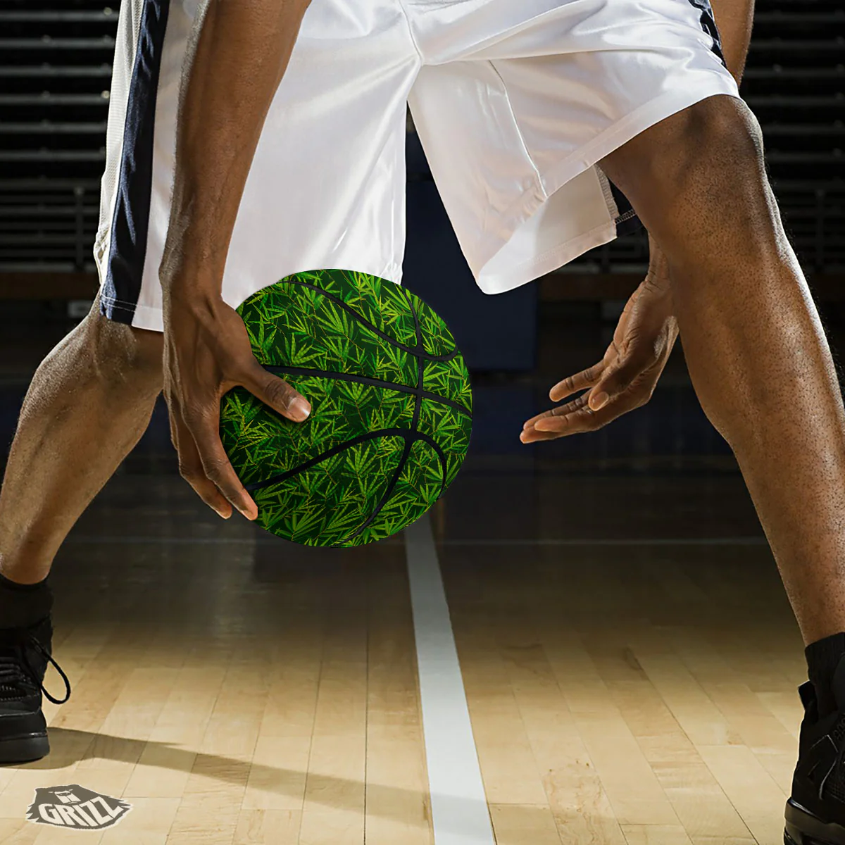 Bamboo Leaf Green Print Pattern Basketball - Image 3