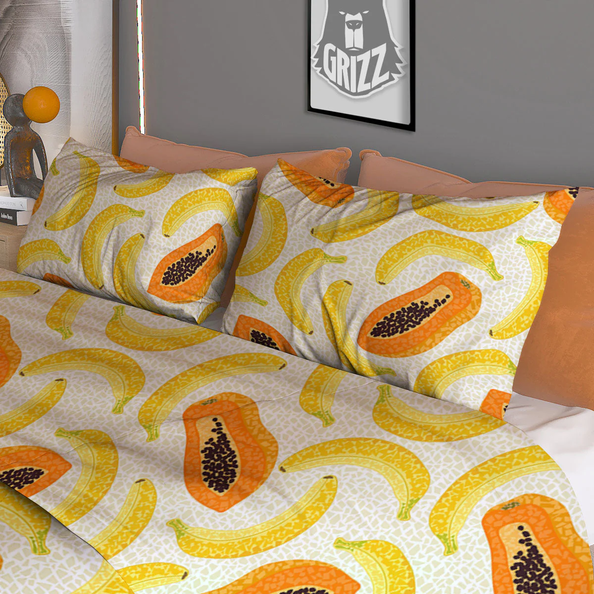 Banana And Papaya Print Pattern Duvet Cover Bedding Set - Image 3