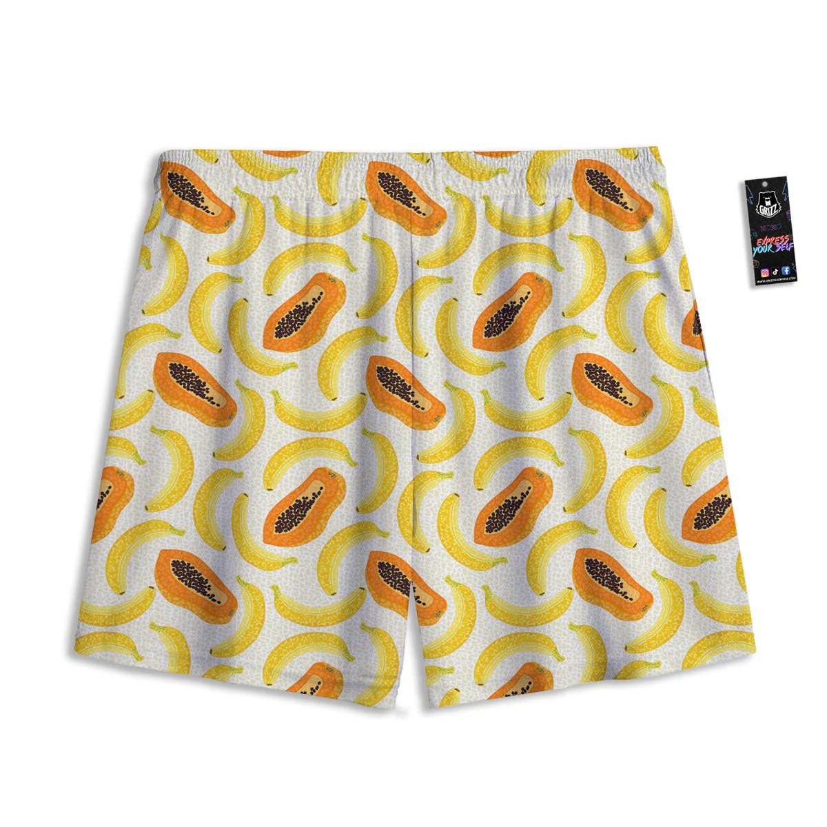 Banana And Papaya Print Pattern Mesh Shorts - Image 2