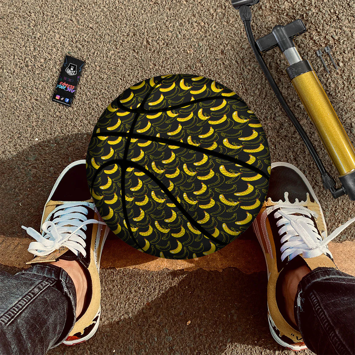 Banana Black Cartoon Print Pattern Basketball - Image 2