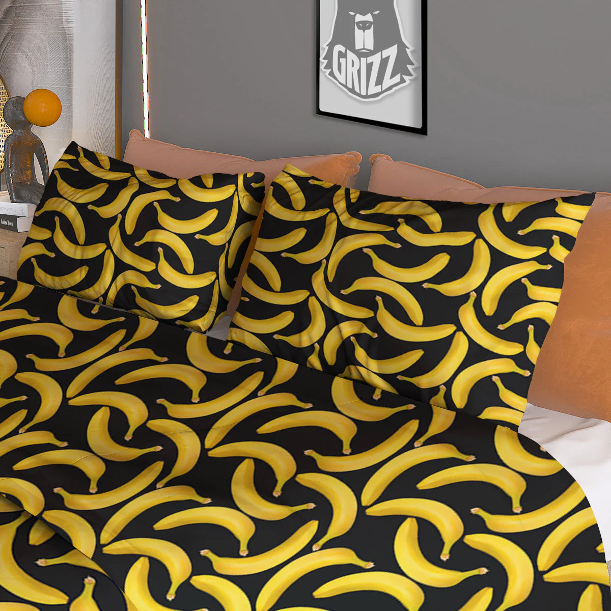 Banana Black Print Pattern Duvet Cover Bedding Set - Image 3