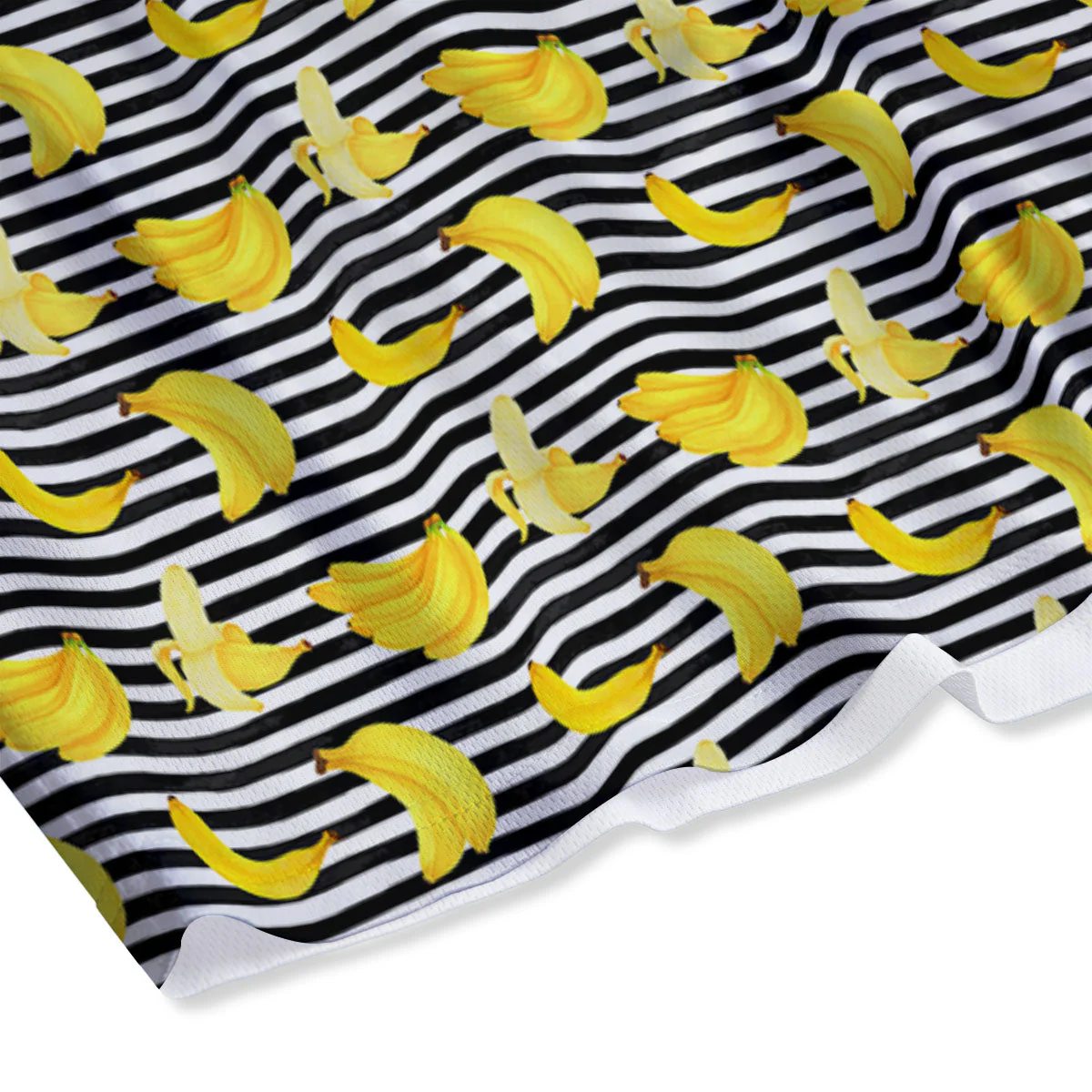 Banana Black Striped Print Pattern Mesh Shorts - Image 4