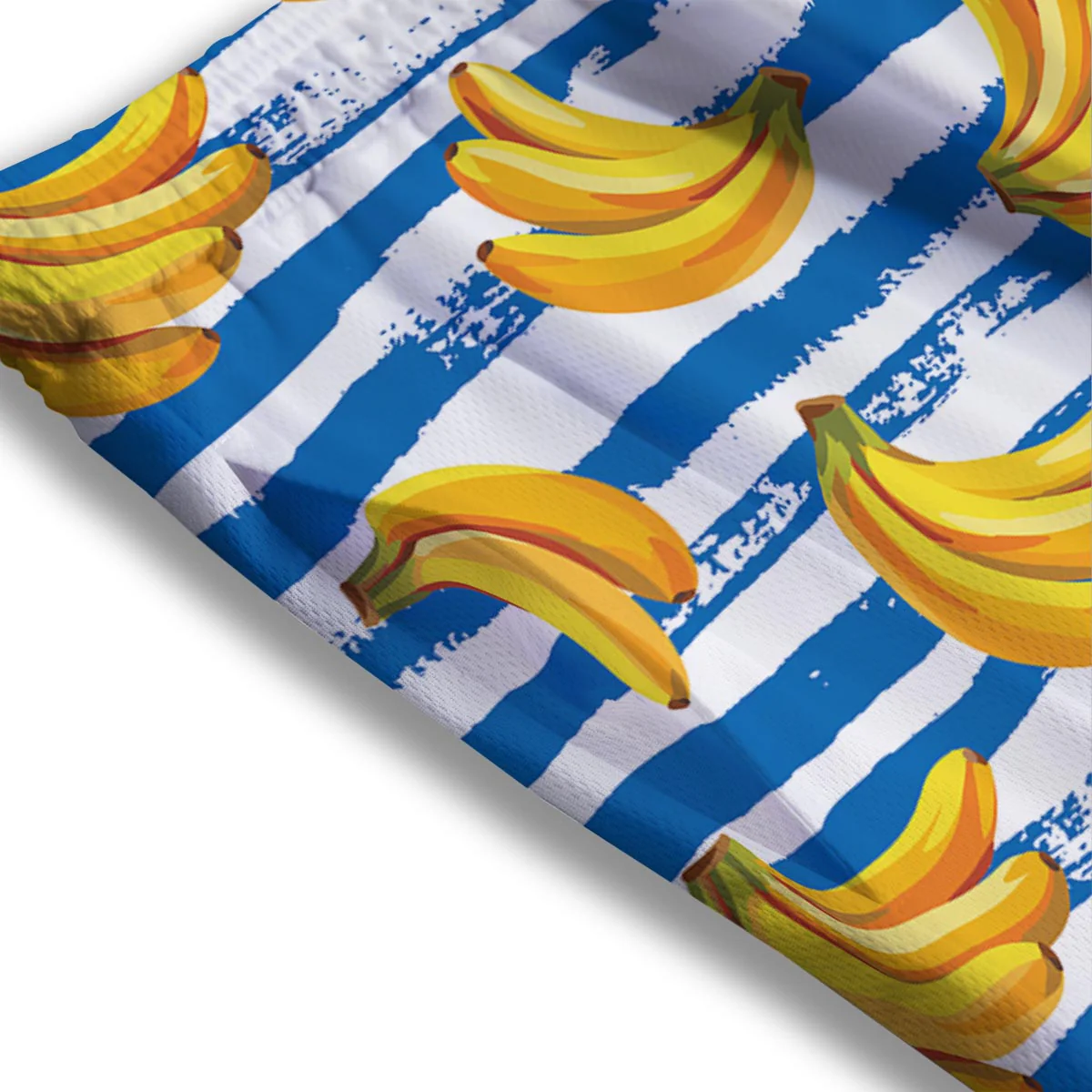 Banana Blue And White Striped Print Pattern Mesh Shorts - Image 3