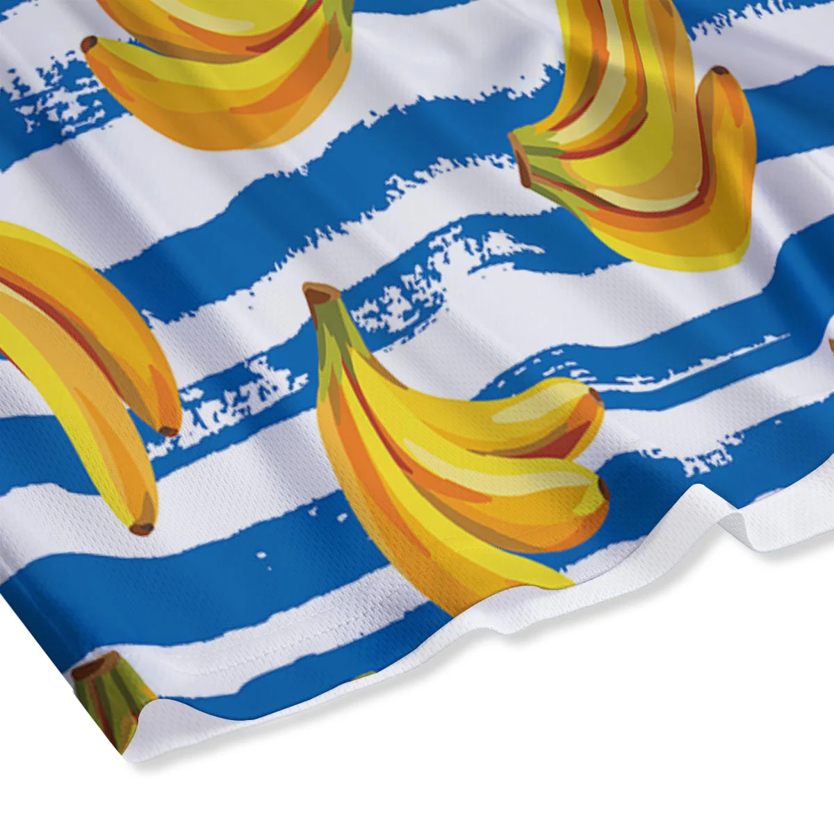 Banana Blue And White Striped Print Pattern Mesh Shorts - Image 4