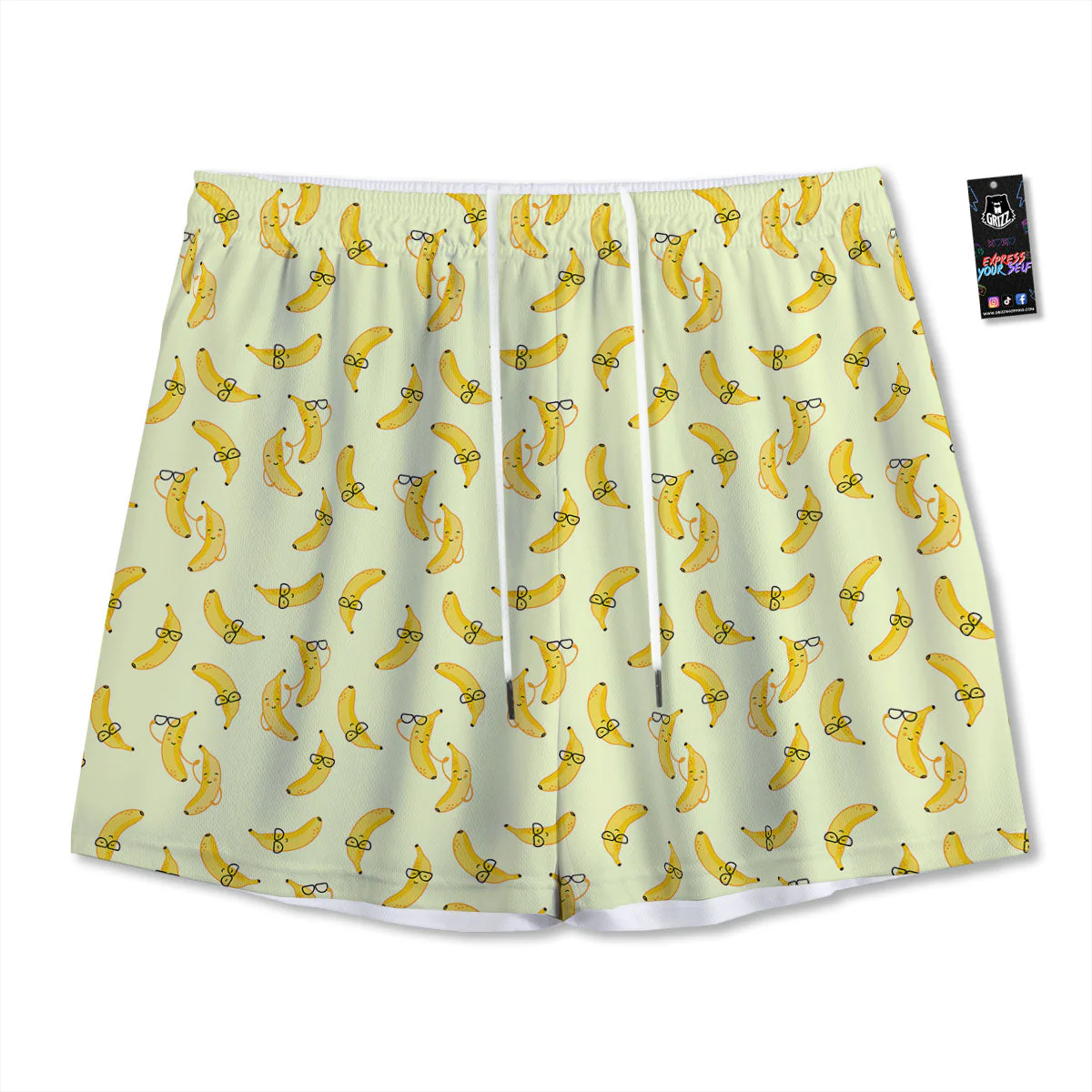 Banana Cute Print Pattern Mesh Shorts
