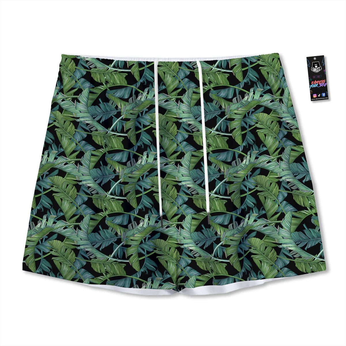 Banana Leaf Print Pattern Mesh Shorts