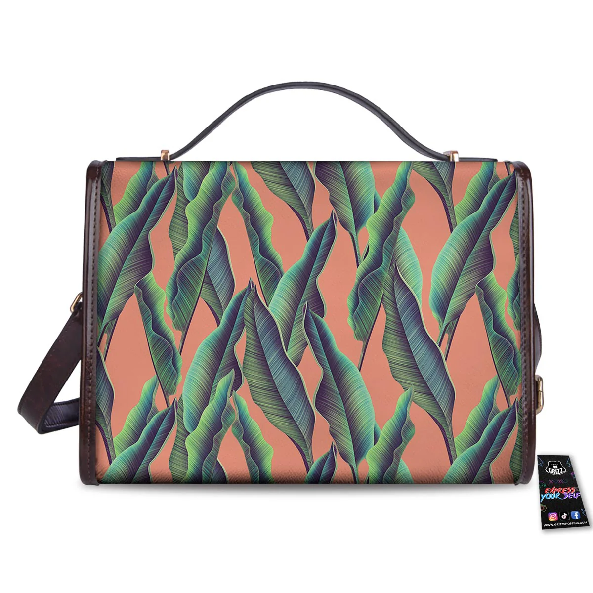 Banana Leaf Tropical Print Pattern Women's Satchel Bag - Image 2