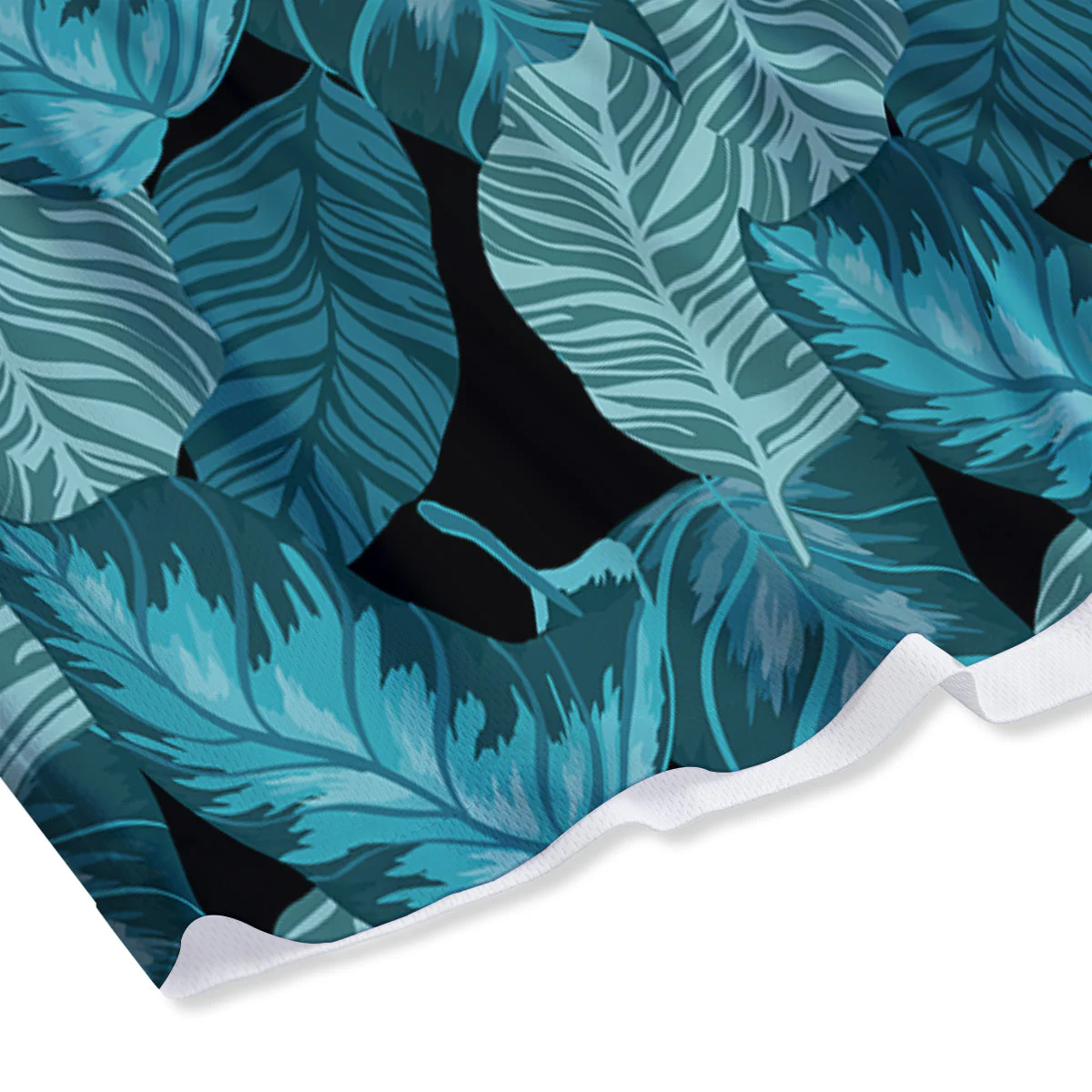 Banana Leaf Turquoise Print Pattern Mesh Shorts - Image 4