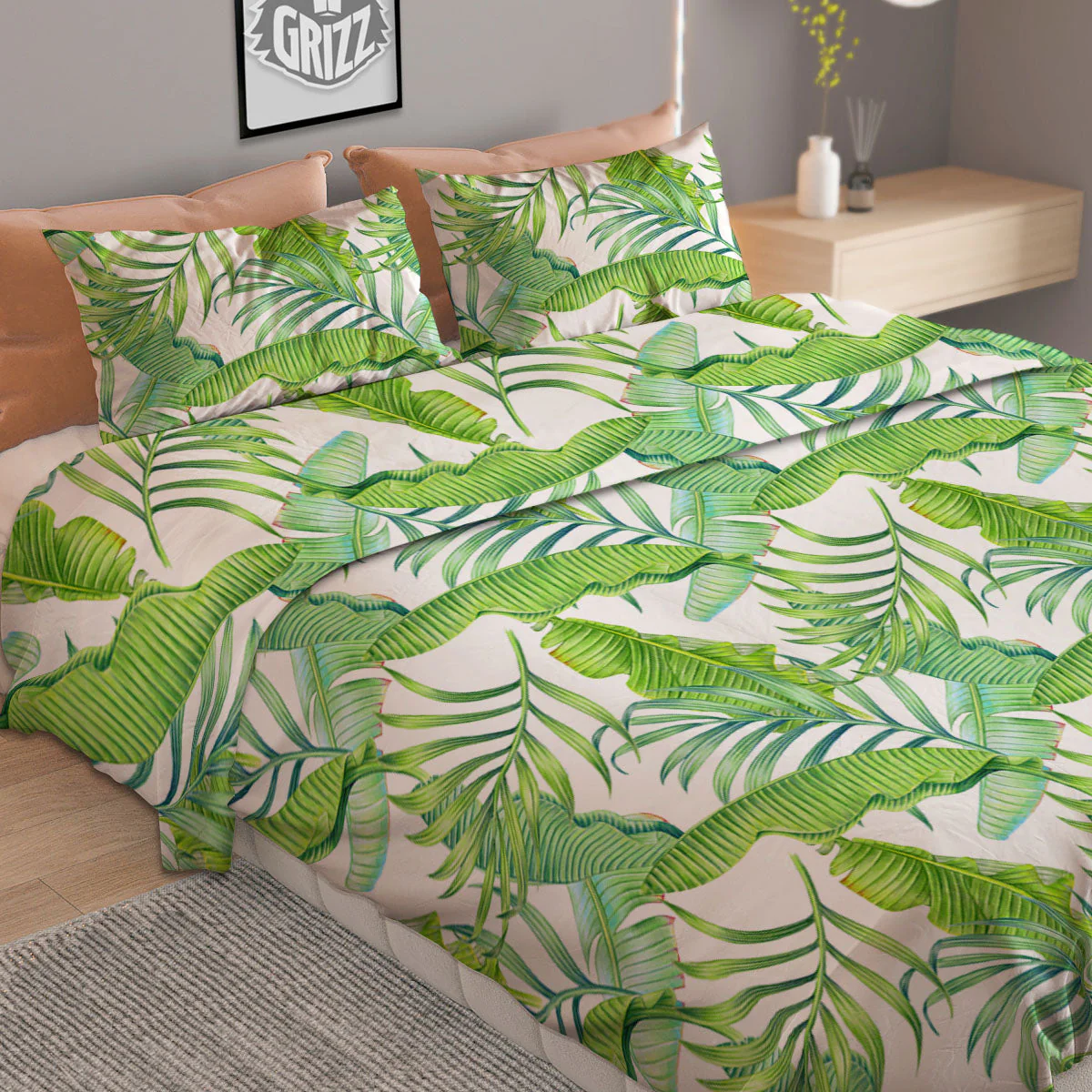 Banana Leave Palm Tree Print Pattern Duvet Cover Bedding Set - Image 2