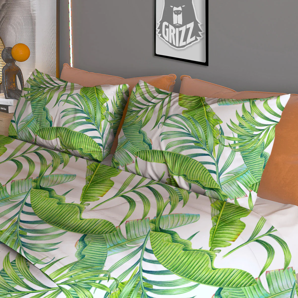 Banana Leave Palm Tree Print Pattern Duvet Cover Bedding Set - Image 3