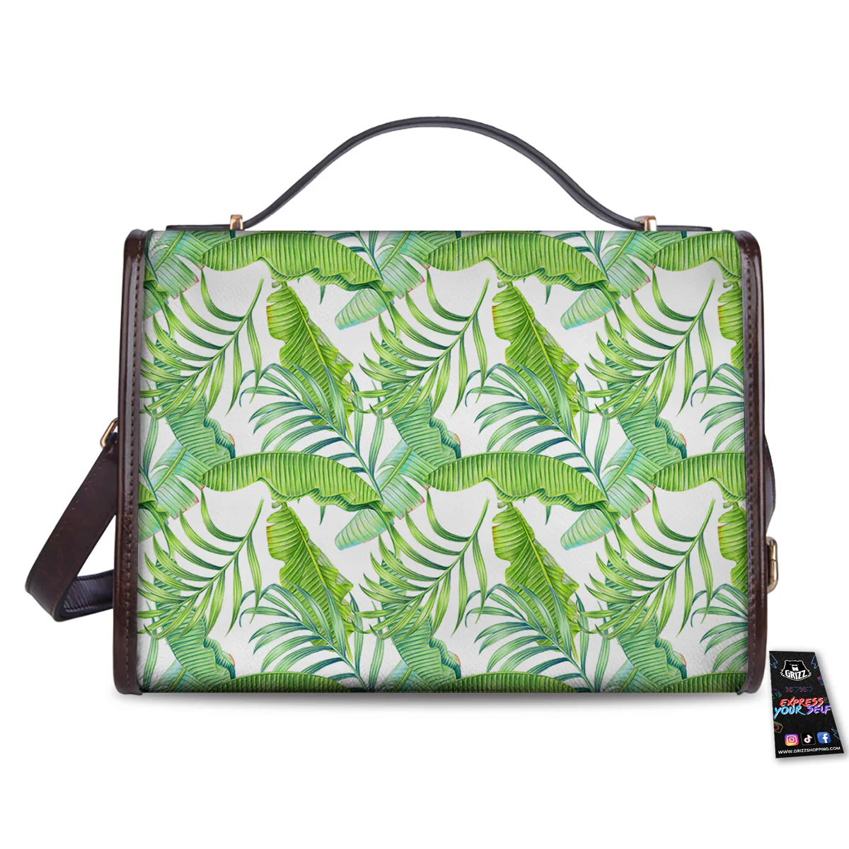 Banana Leave Palm Tree Print Pattern Women's Satchel Bag - Image 2