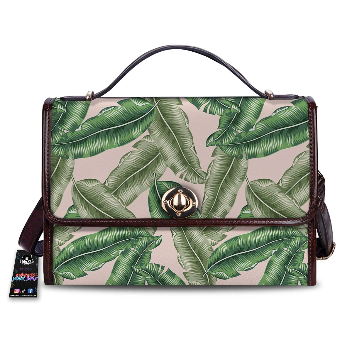 Banana Leaves Tropical Print Pattern Women's Satchel Bag
