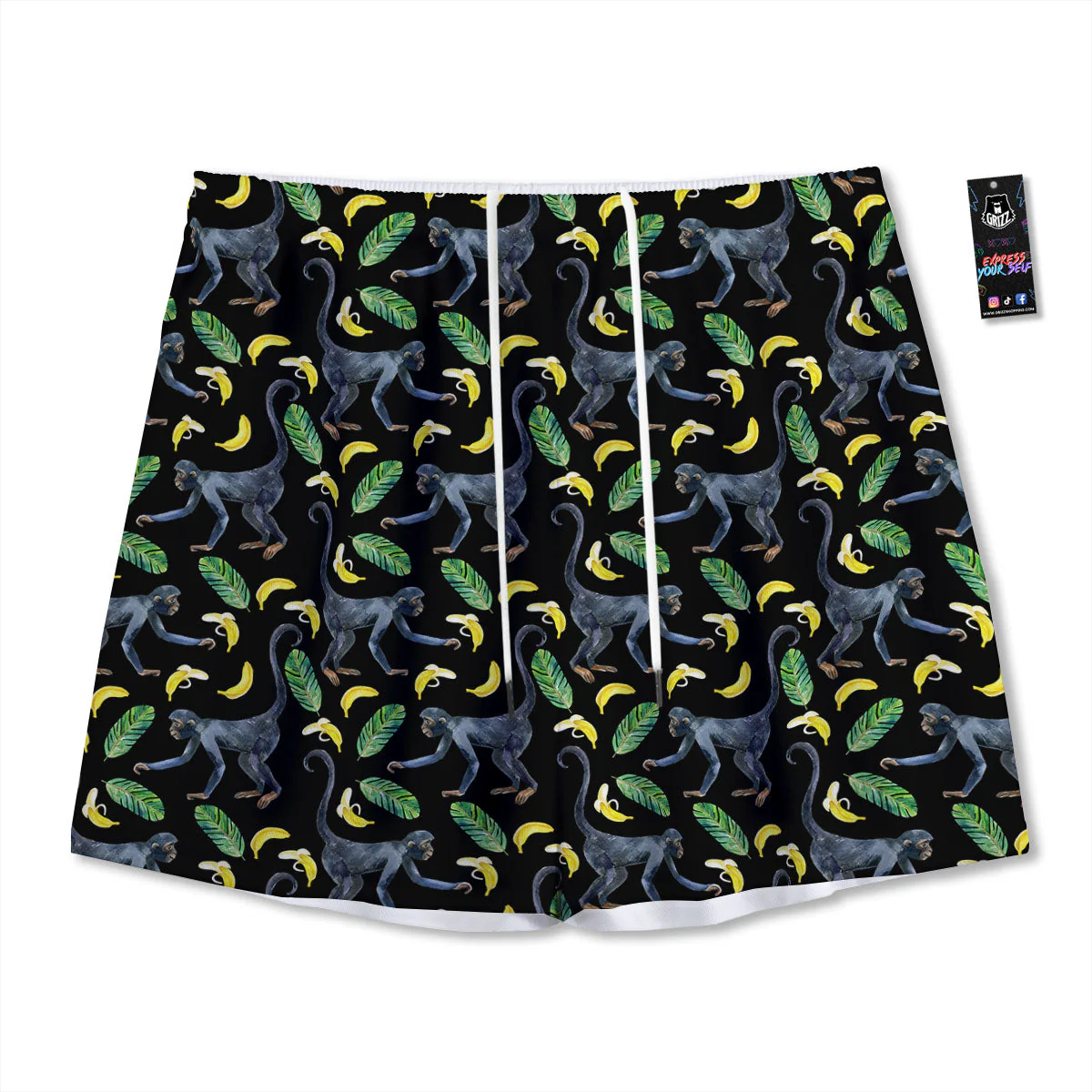 Banana Monkey Pattern Pattern Mesh Shorts