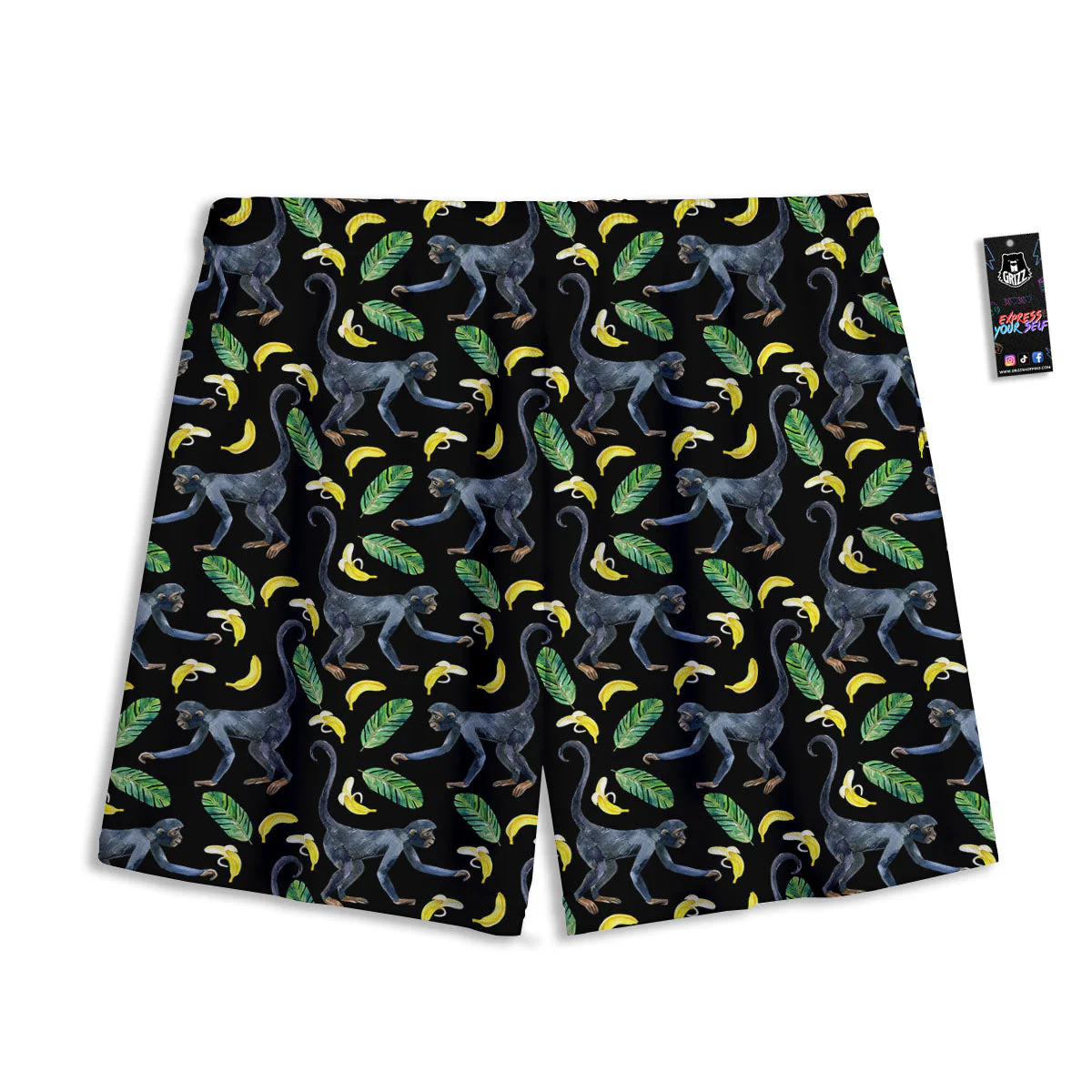 Banana Monkey Pattern Pattern Mesh Shorts - Image 2