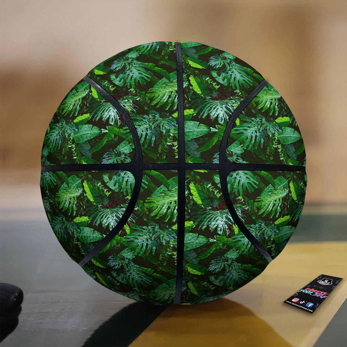 Banana Palm Leaf Green Tropical Print Basketball