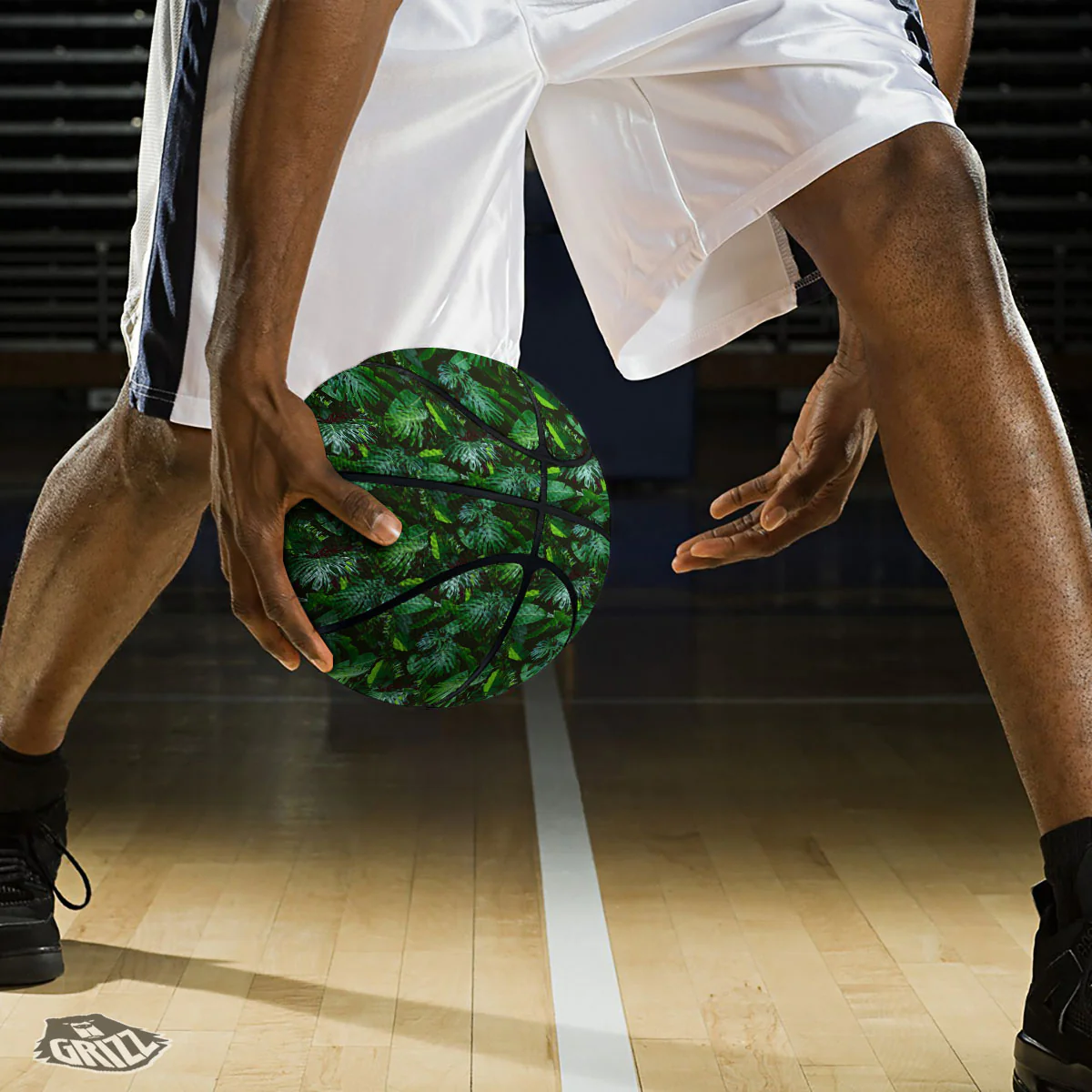 Banana Palm Leaf Green Tropical Print Basketball - Image 3