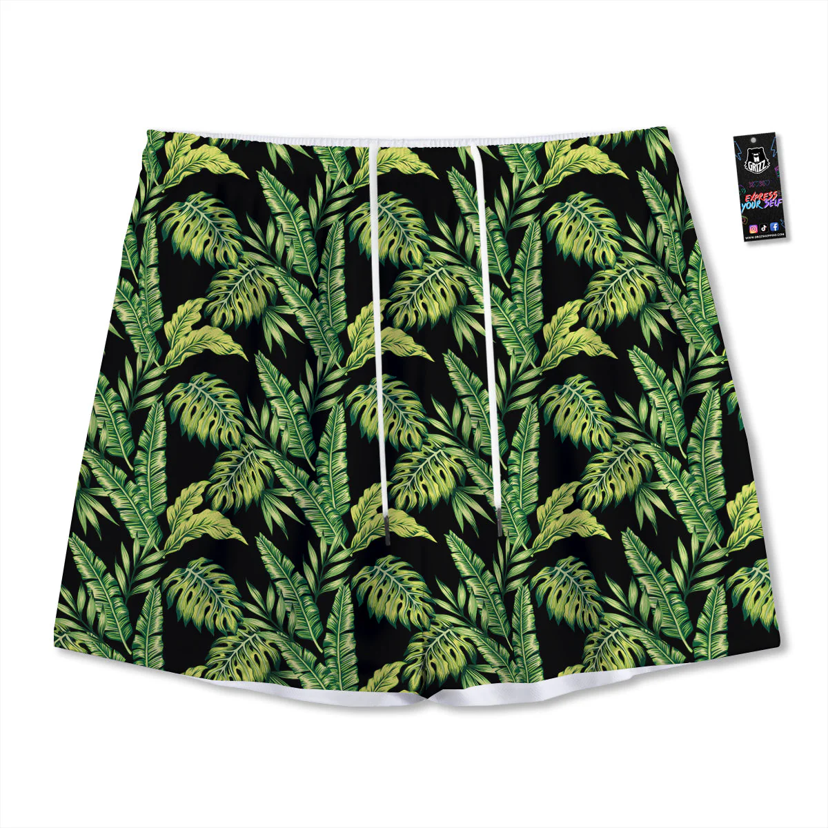Banana Palm Leaf Print Pattern Mesh Shorts