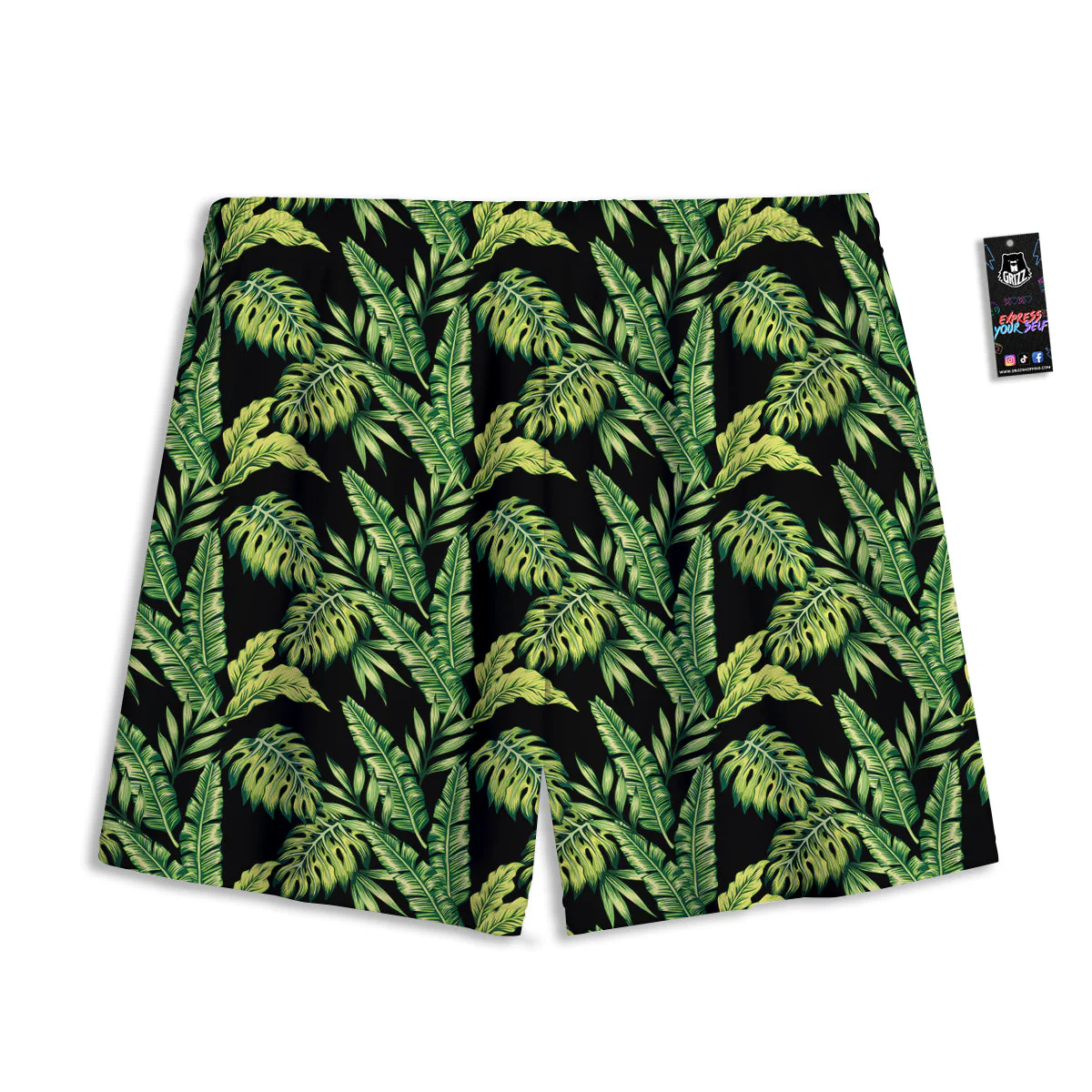 Banana Palm Leaf Print Pattern Mesh Shorts - Image 2