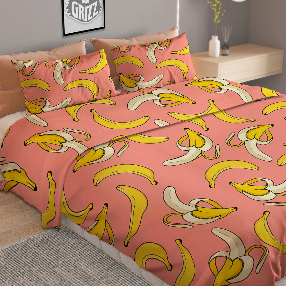 Banana Pink Print Pattern Duvet Cover Bedding Set - Image 2