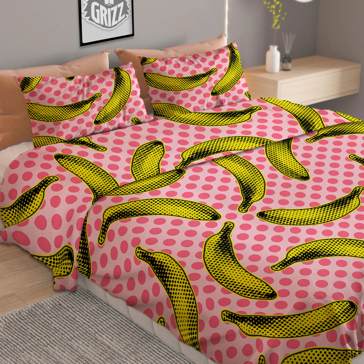 Banana Polka Dot Print Pattern Duvet Cover Bedding Set - Image 2