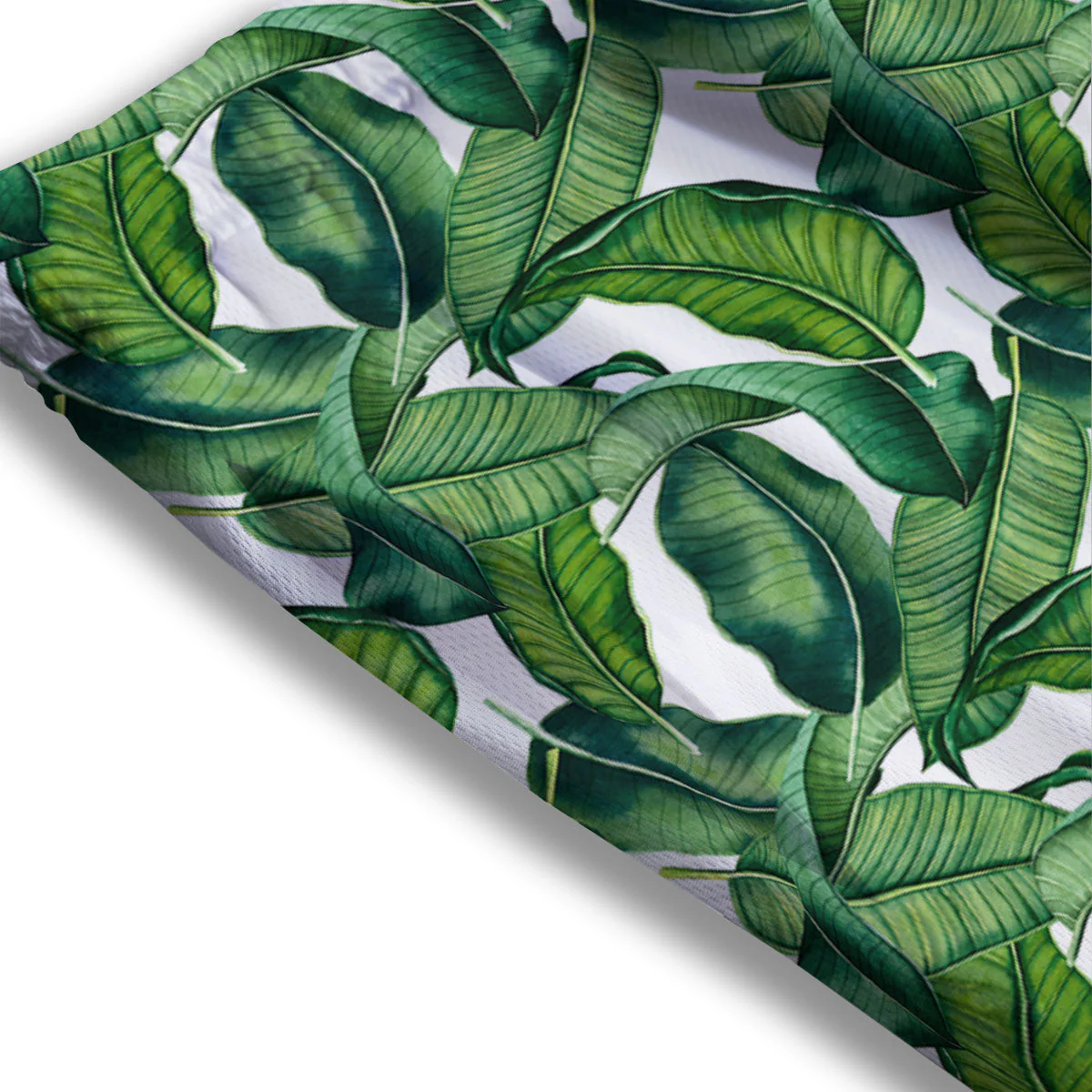 Banana Tropical Green Print Pattern Mesh Shorts - Image 3