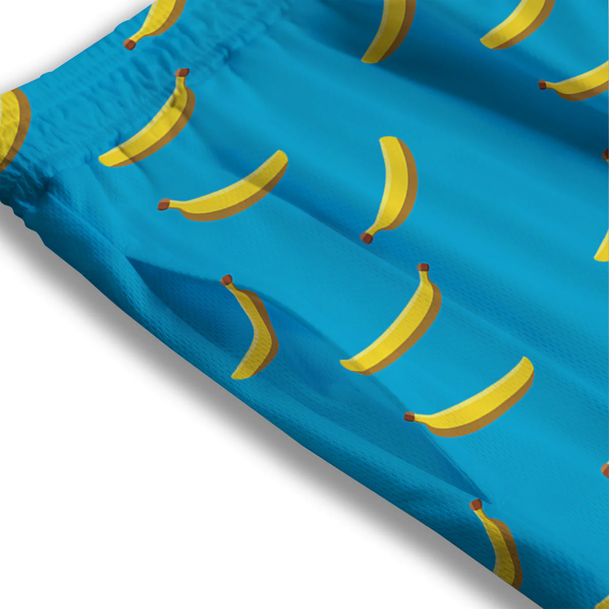 Banana Turquoise Print Pattern Mesh Shorts - Image 3