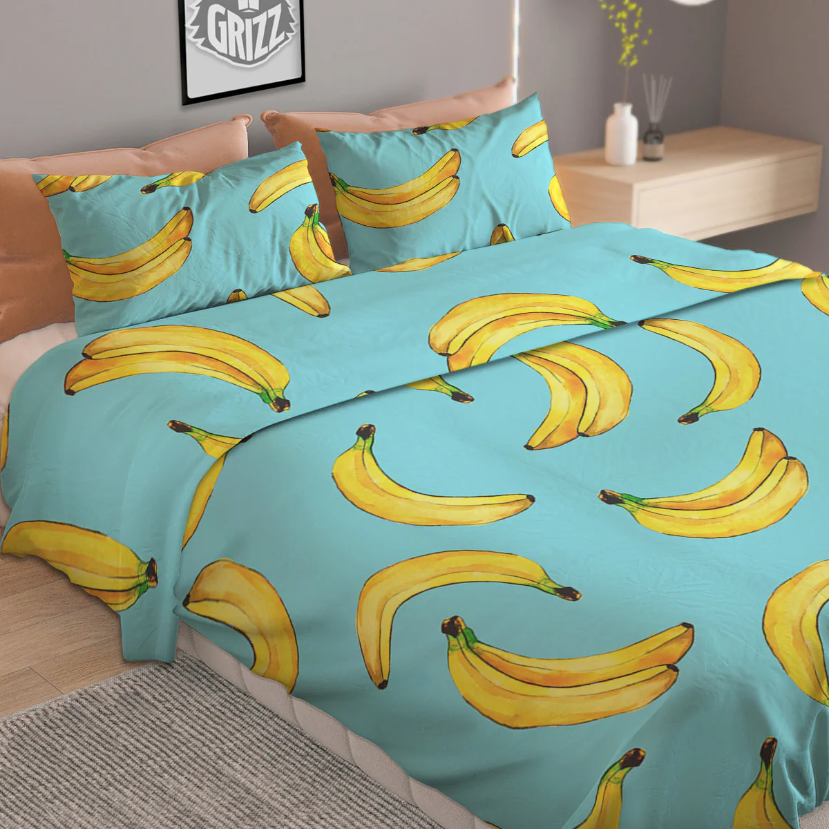 Banana Watercolor Print Pattern Duvet Cover Bedding Set - Image 2