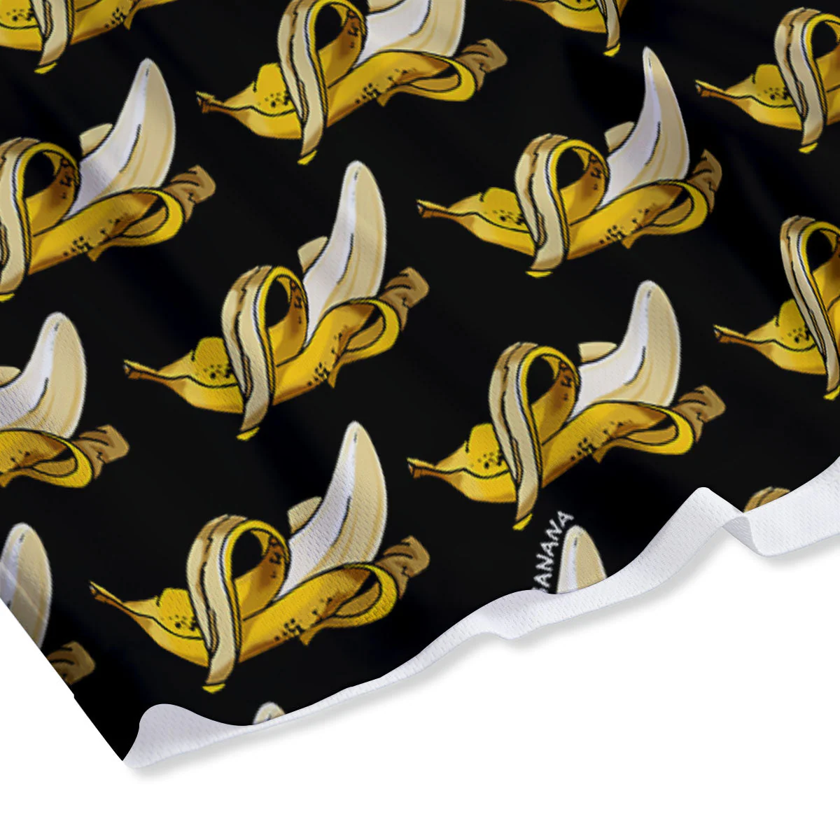 Banana Yellow And Black Print Pattern Mesh Shorts - Image 4