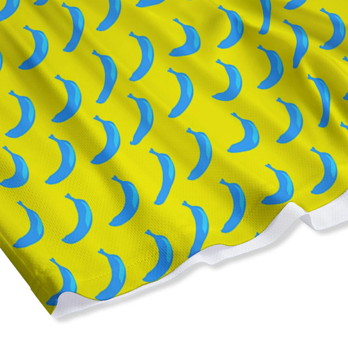 Banana Yellow And Blue Print Pattern Mesh Shorts - Image 4