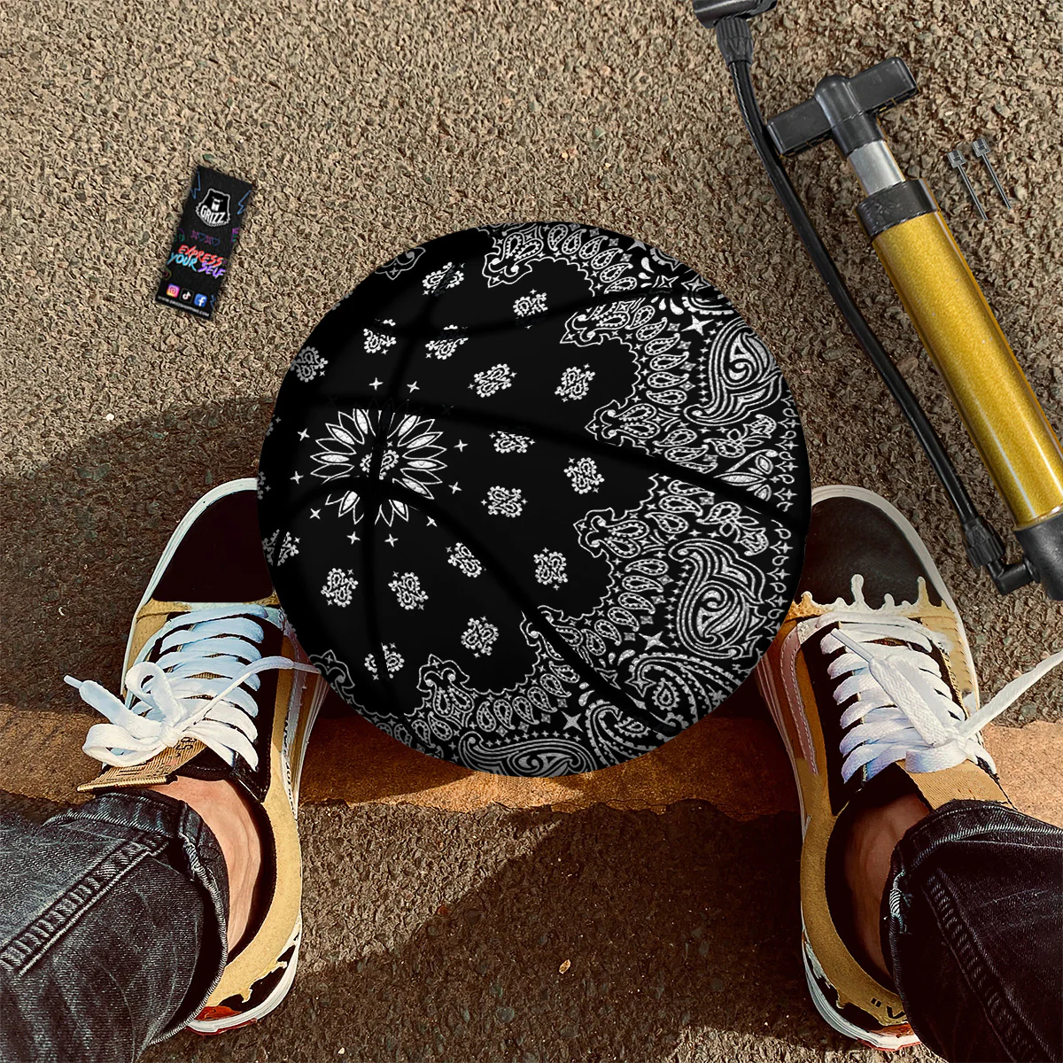 Bandana Black Paisley Print Basketball - Image 3