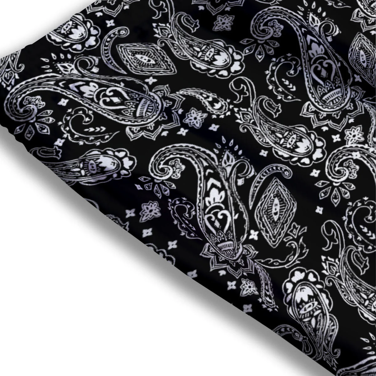 Bandana Black Paisley Print Pattern Mesh Shorts - Image 3