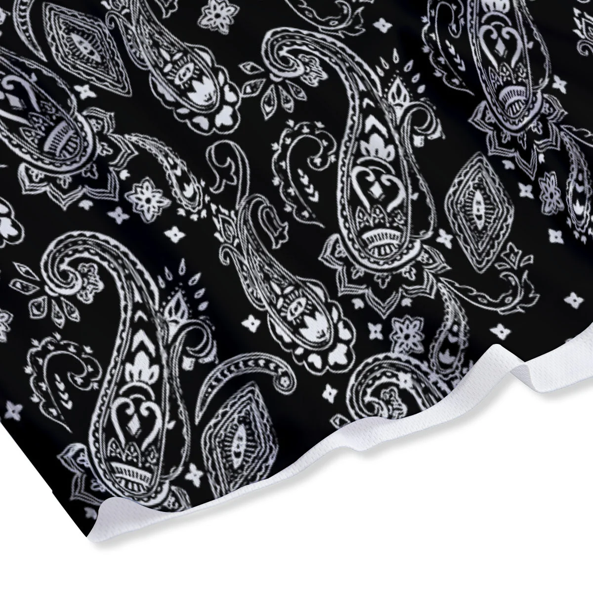 Bandana Black Paisley Print Pattern Mesh Shorts - Image 4