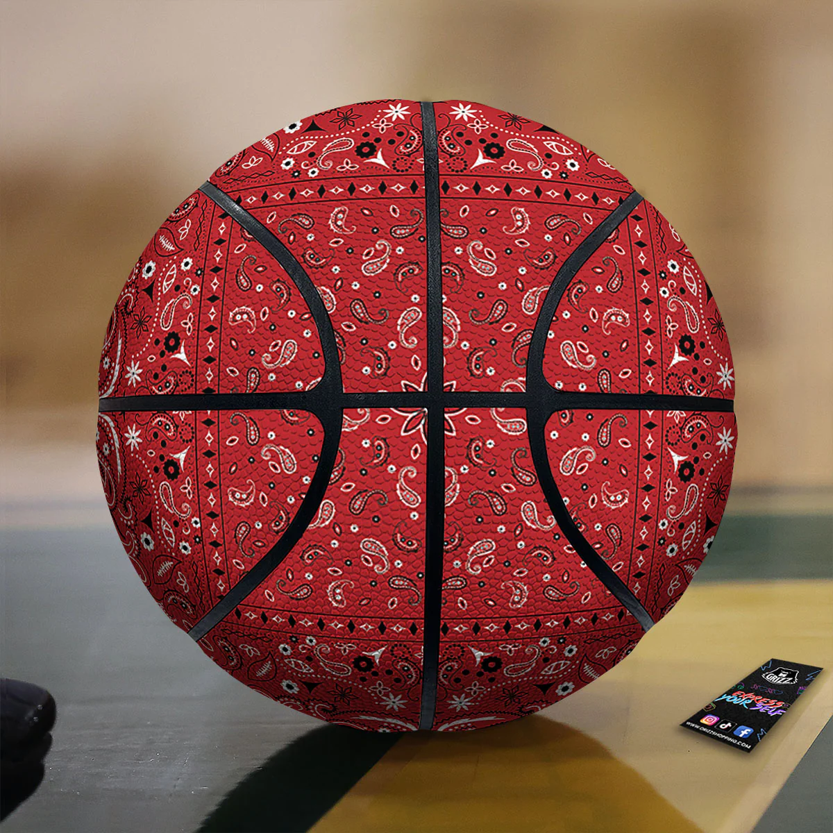 Bandana Red Paisley Print Pattern Basketball